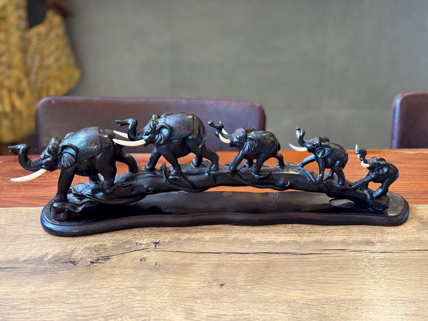 Resin Elephant Family Walking