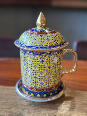 Benjarong Coffee Mug, Lid and Saucer Set (E)