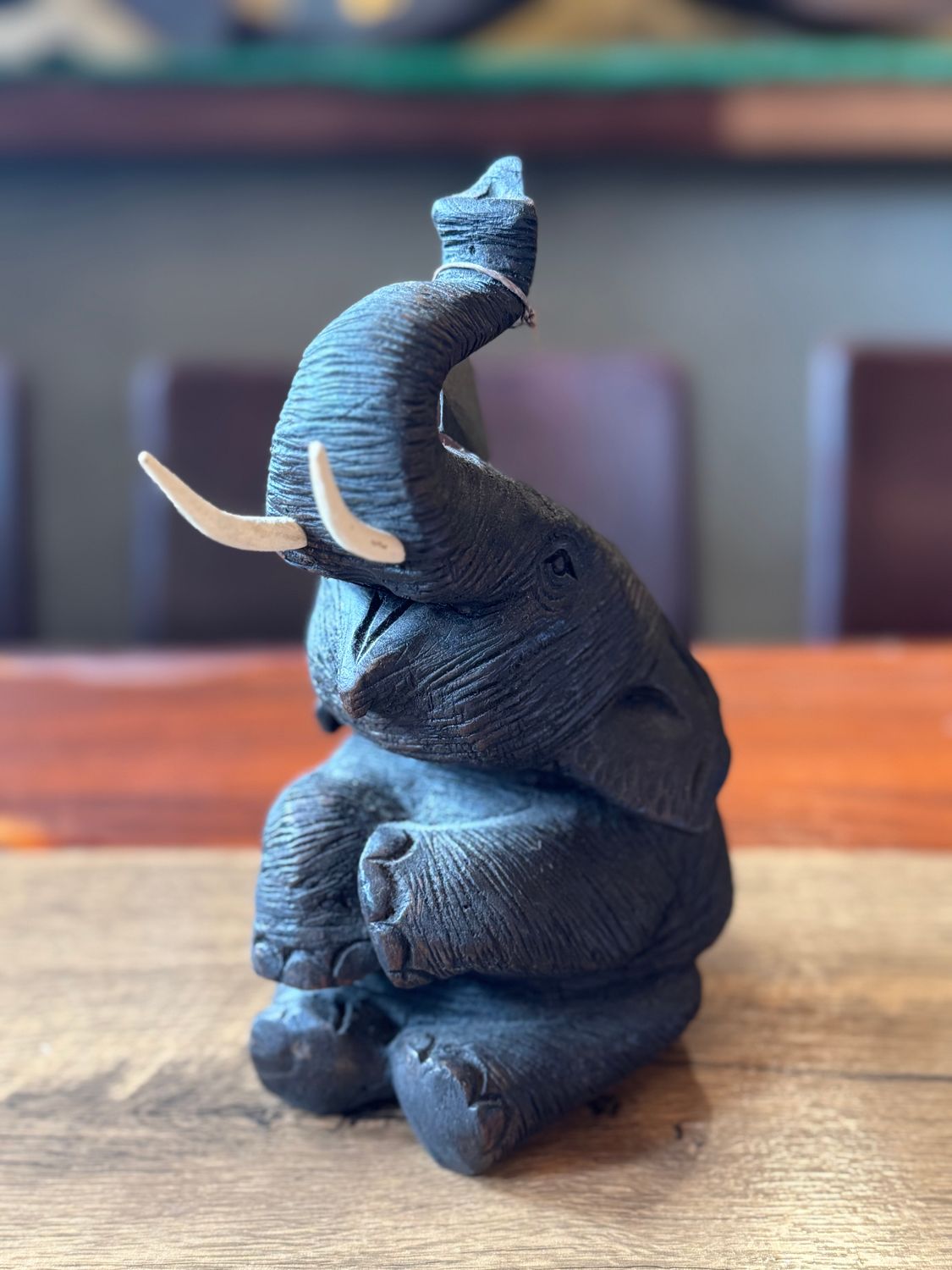 Hand Carved Wooden Elephant (D)
