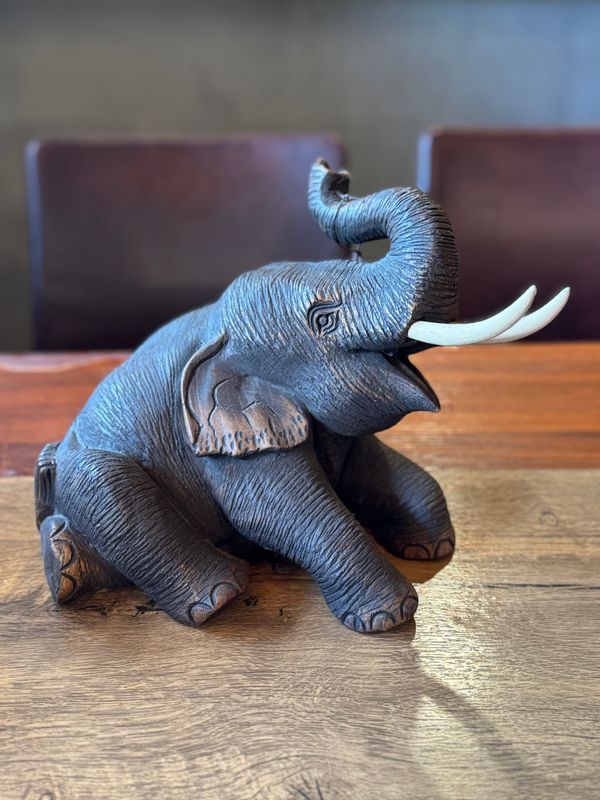 Hand Carved Wooden Elephant (H)