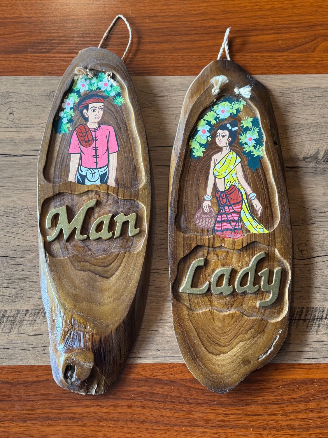 Wooden Toilet Signs (set of 2)