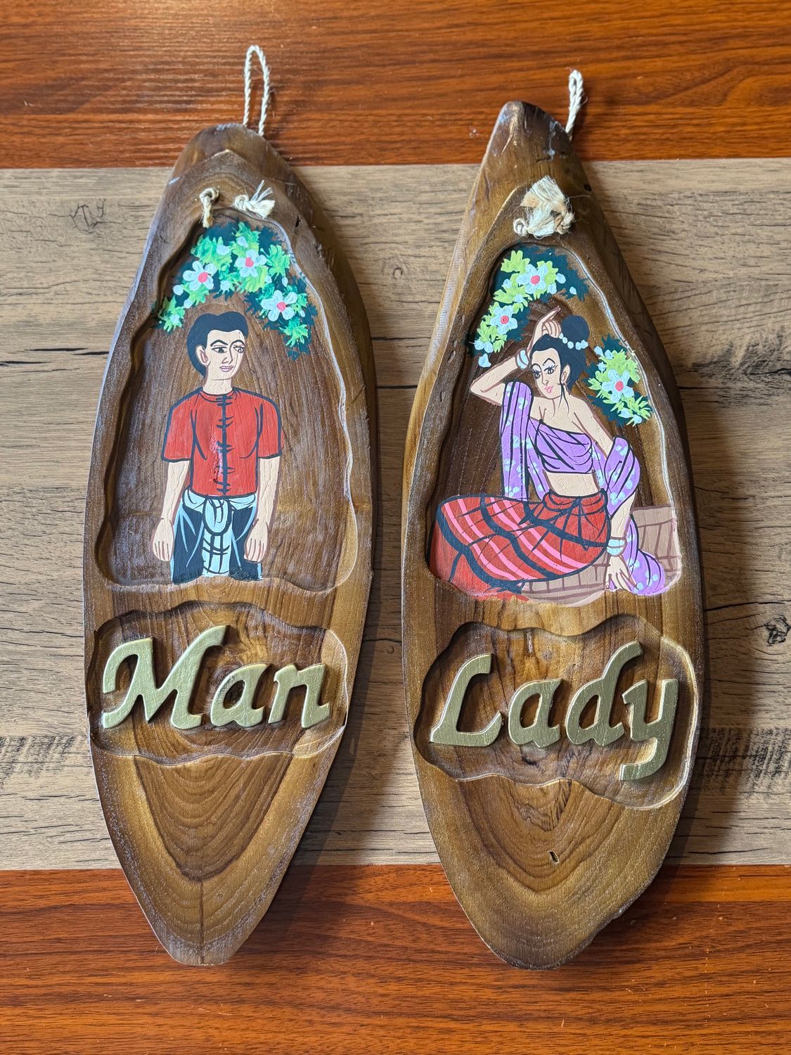 Wooden Toilet Signs (set of 2)