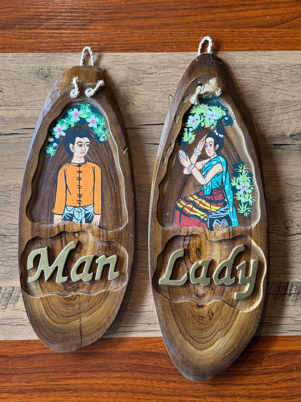 Wooden Toilet Signs (set of 2)