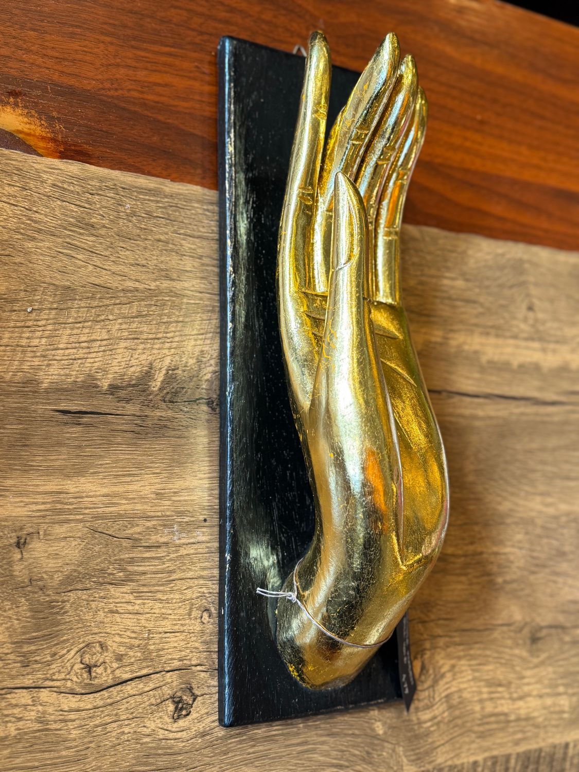 Wooden Buddha Gold Hand (M)