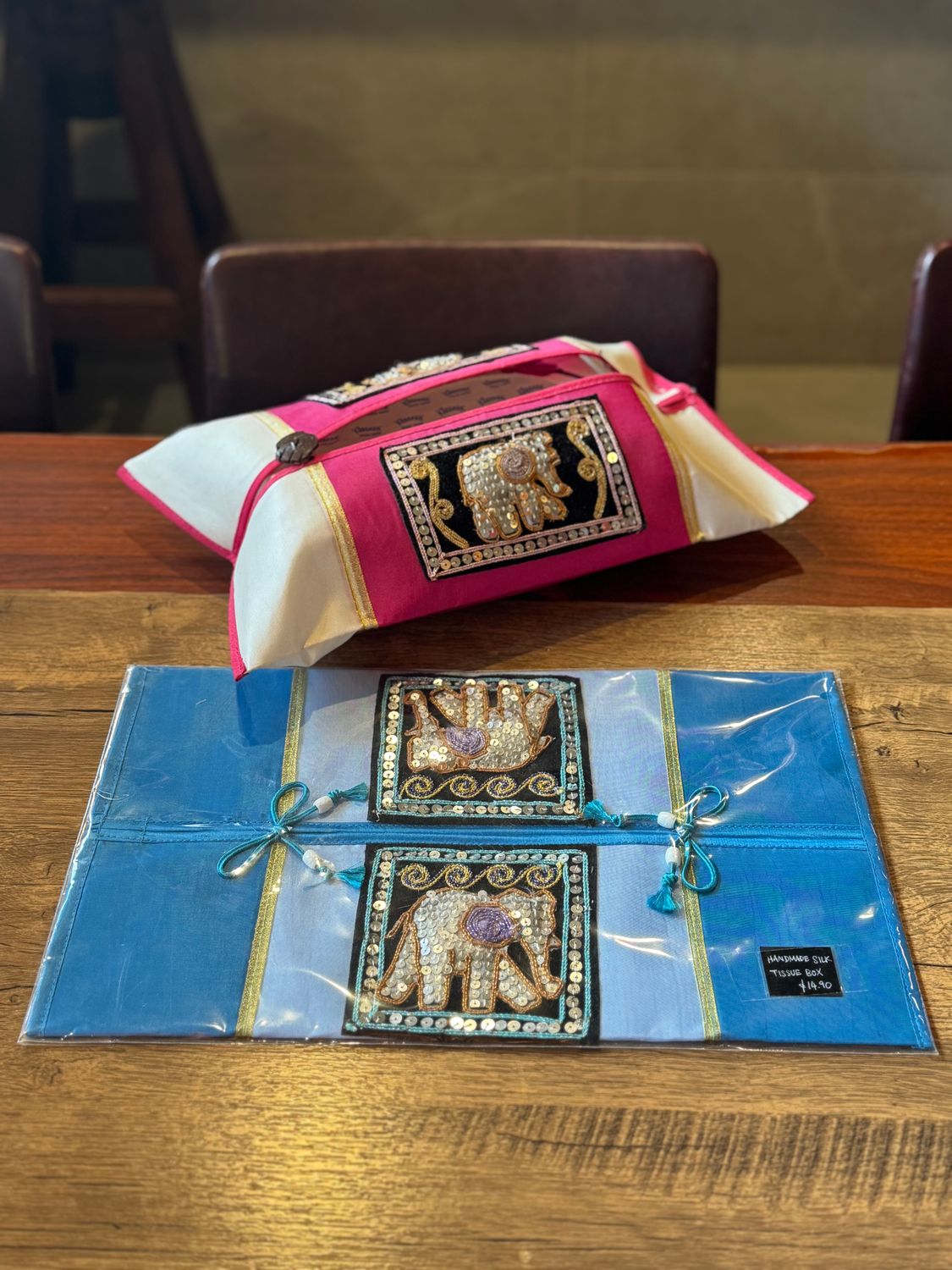 Thai Silk Tissue Box Cover (Blue)