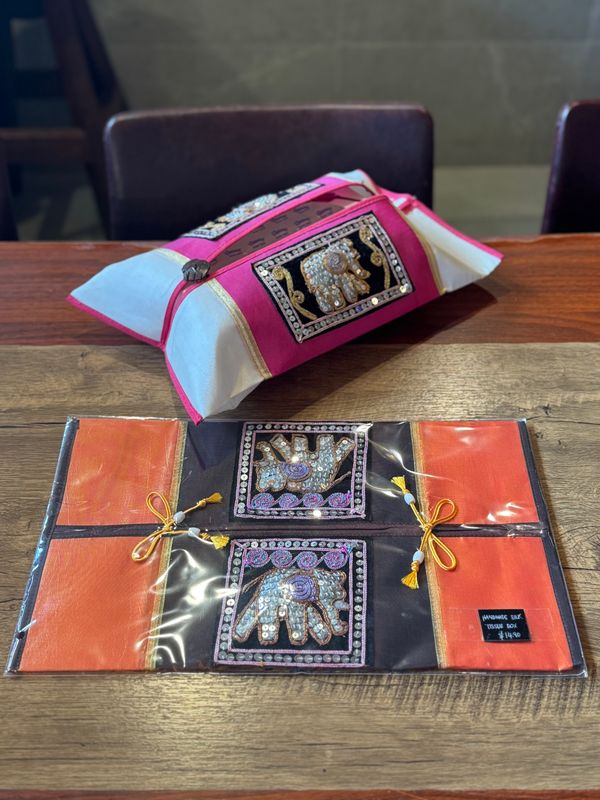 Thai Silk Tissue Box Cover (Orange)