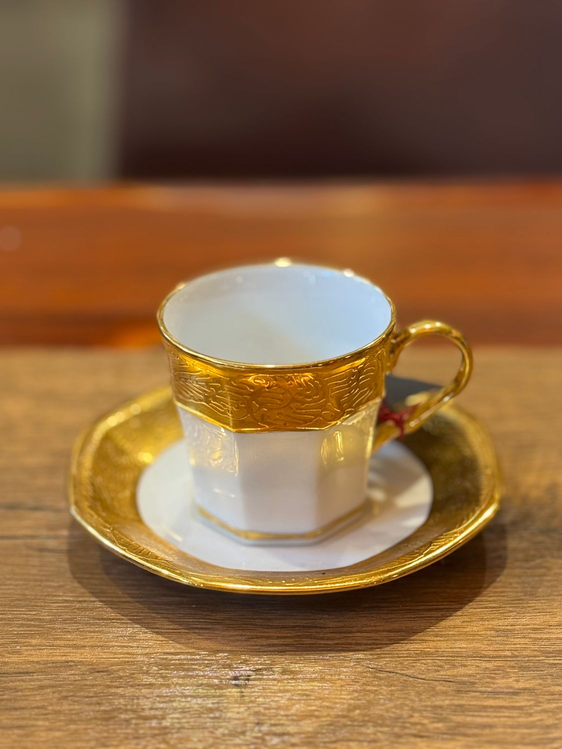 Hand Painted 18 Carat Gold Tea or Coffee cup with Coaster