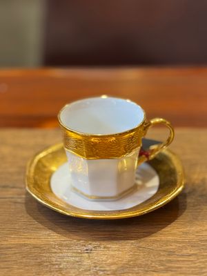 Hand Painted 18 Carat Gold Tea or Coffee cup with Coaster