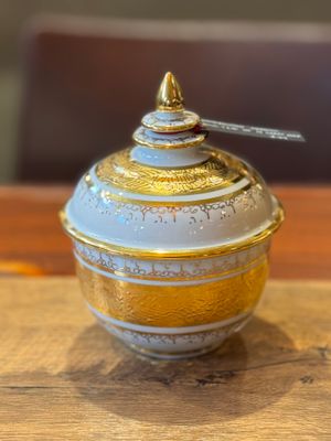 Hand Painted 18 Carat Gold Bowl with Lid