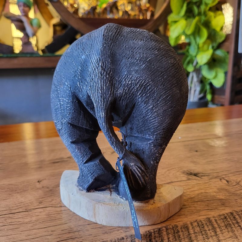 Handmade wooden Elephant bum - Large dark bum