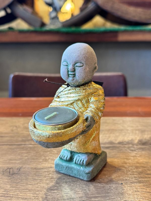 Handmade Terracotta Tea Light Candle Holder, Monk (C)