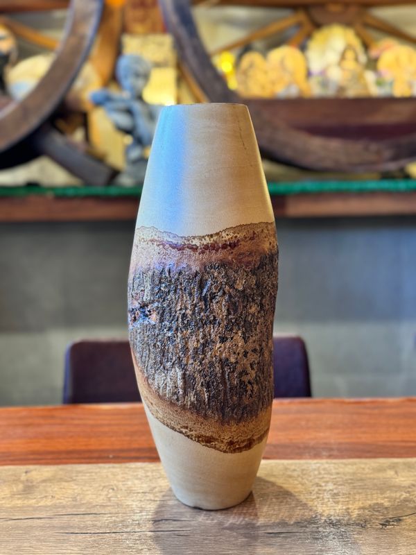 Hand Carved Wooden Vase