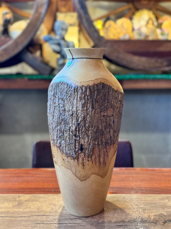 Hand Carved Wooden Vase