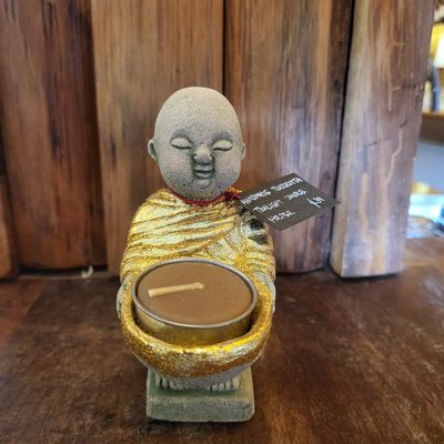 Terracotta Tealight candle holder - Standing monk (S)