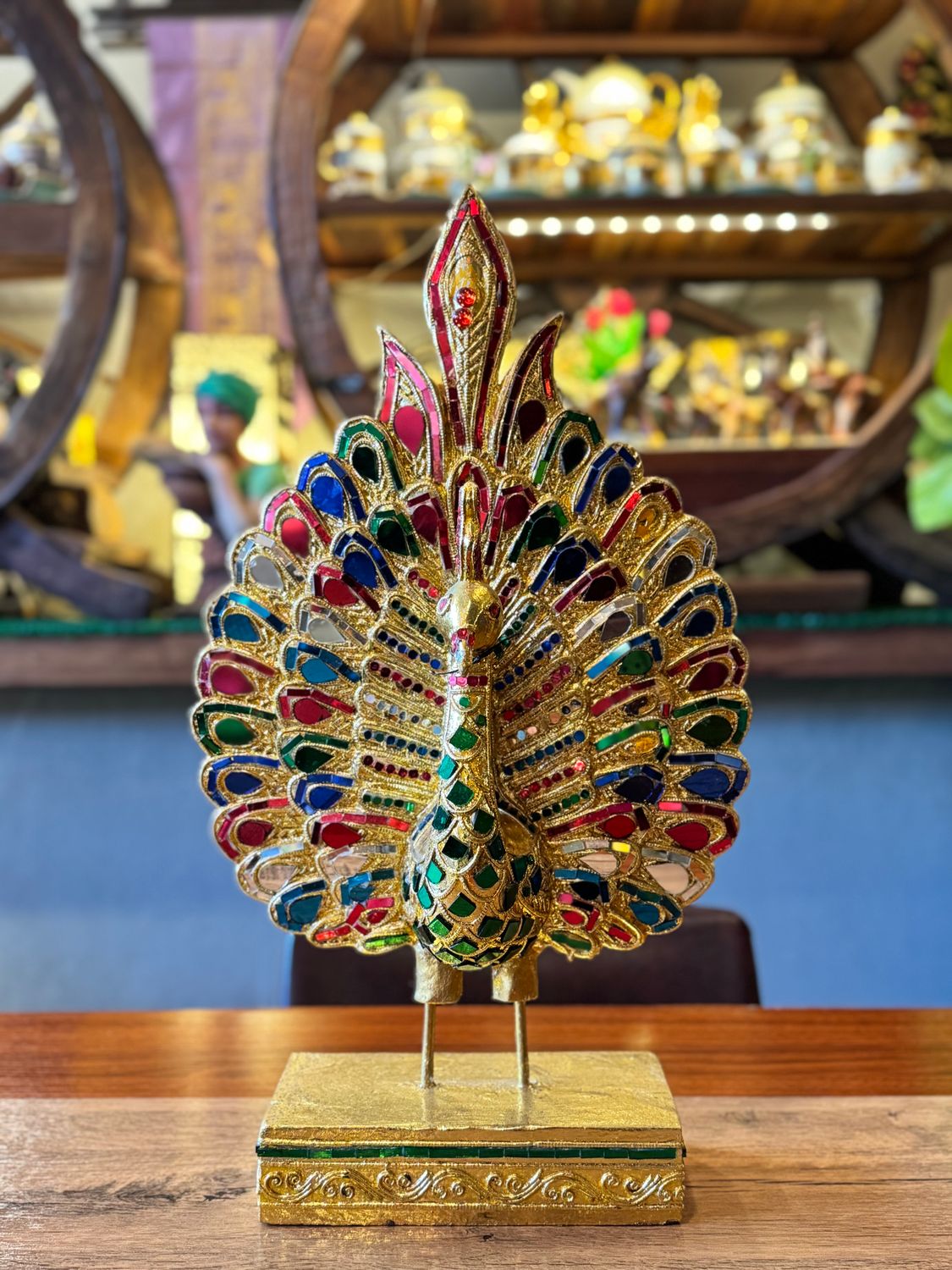 Hand Carved Peacock Statue