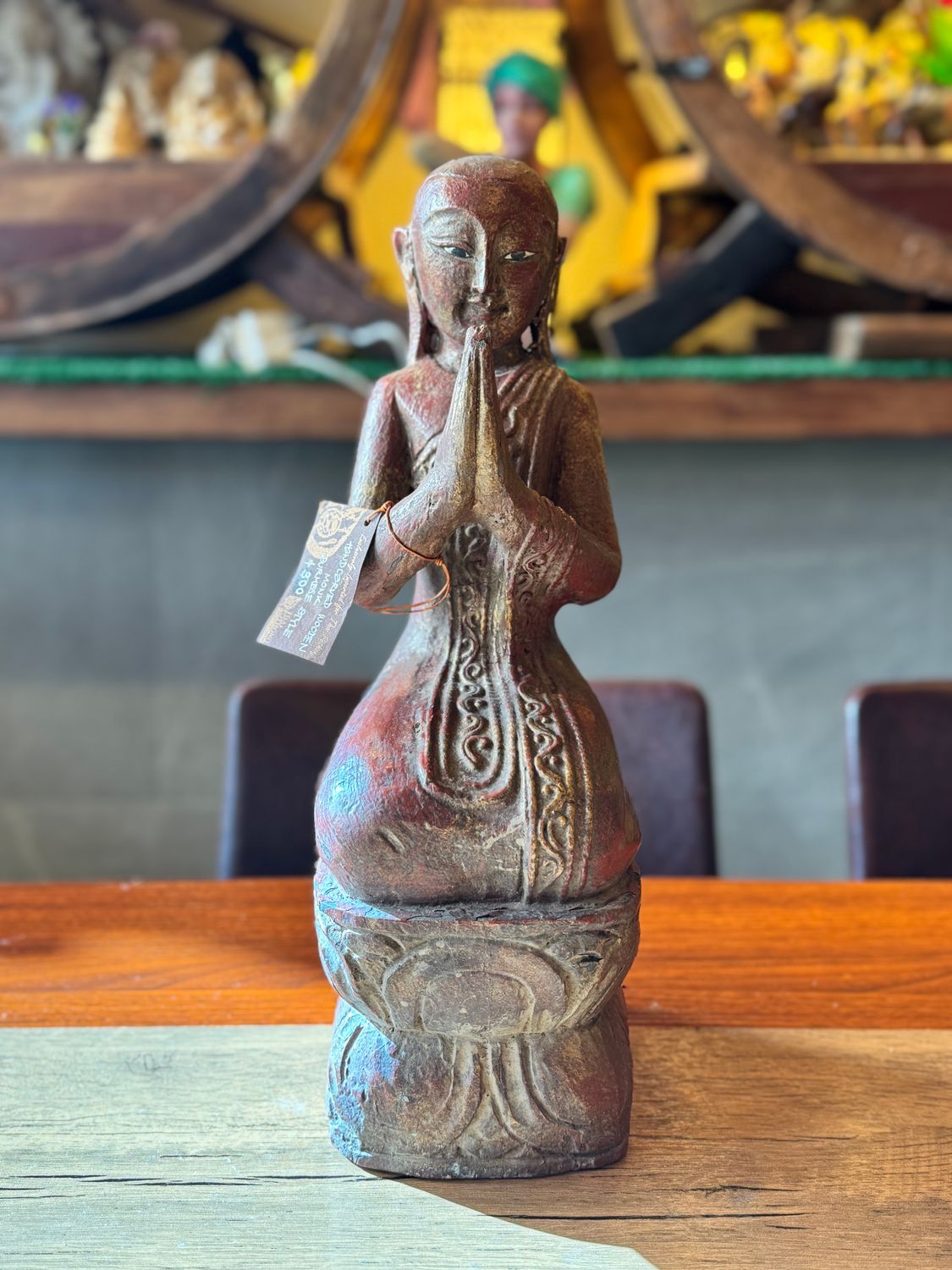 Hand Carved Old Burmese Monk