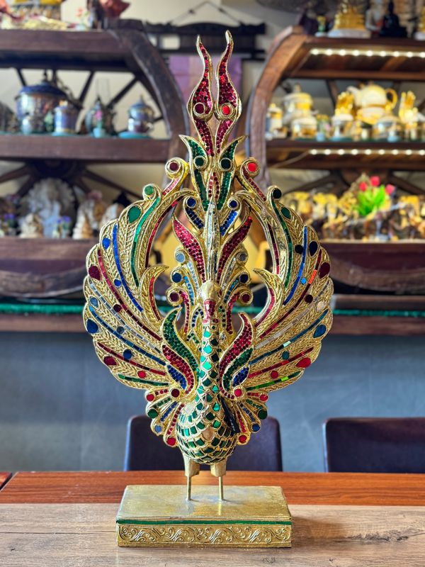 Hand Carved Peacock Statue