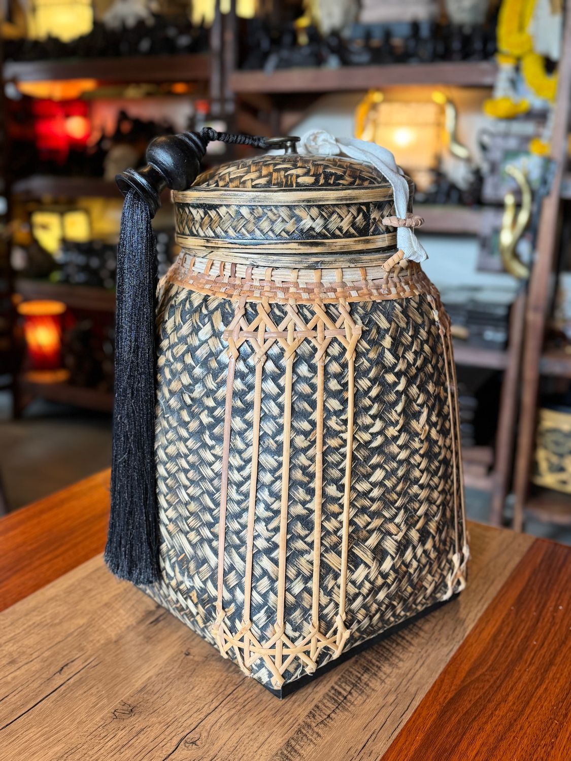 Bamboo Decorative Basket with Lid
