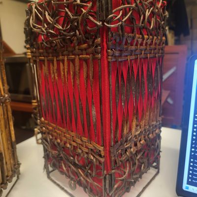 Handmade Ratan Lamp - Red linear