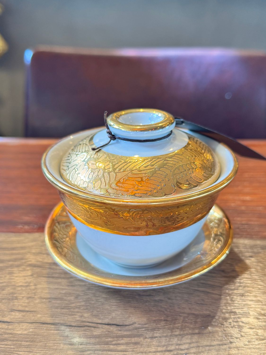 Hand Painted 18 Carat Gold Bowl with Lid and Coaster