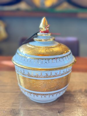 Hand Painted 18 Carat Gold Bowl with Lid