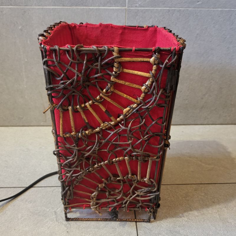 Handmade Ratan Lamp - Red circle