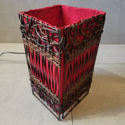 Handmade Rattan Lamp - Red linear