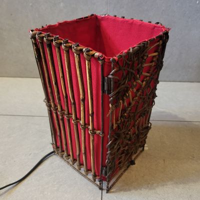 Handmade Rattan Lamp - Red circle