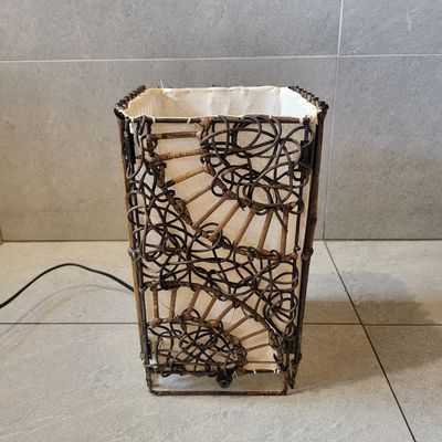 Handmade Ratan Lamp - White circle