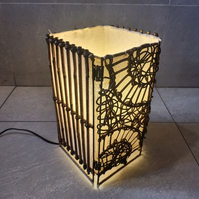 Handmade Rattan Lamp - White circle