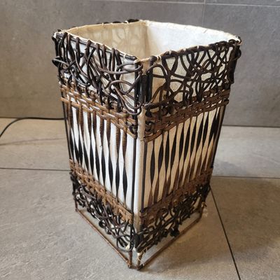 Handmade Rattan Lamp - White linear