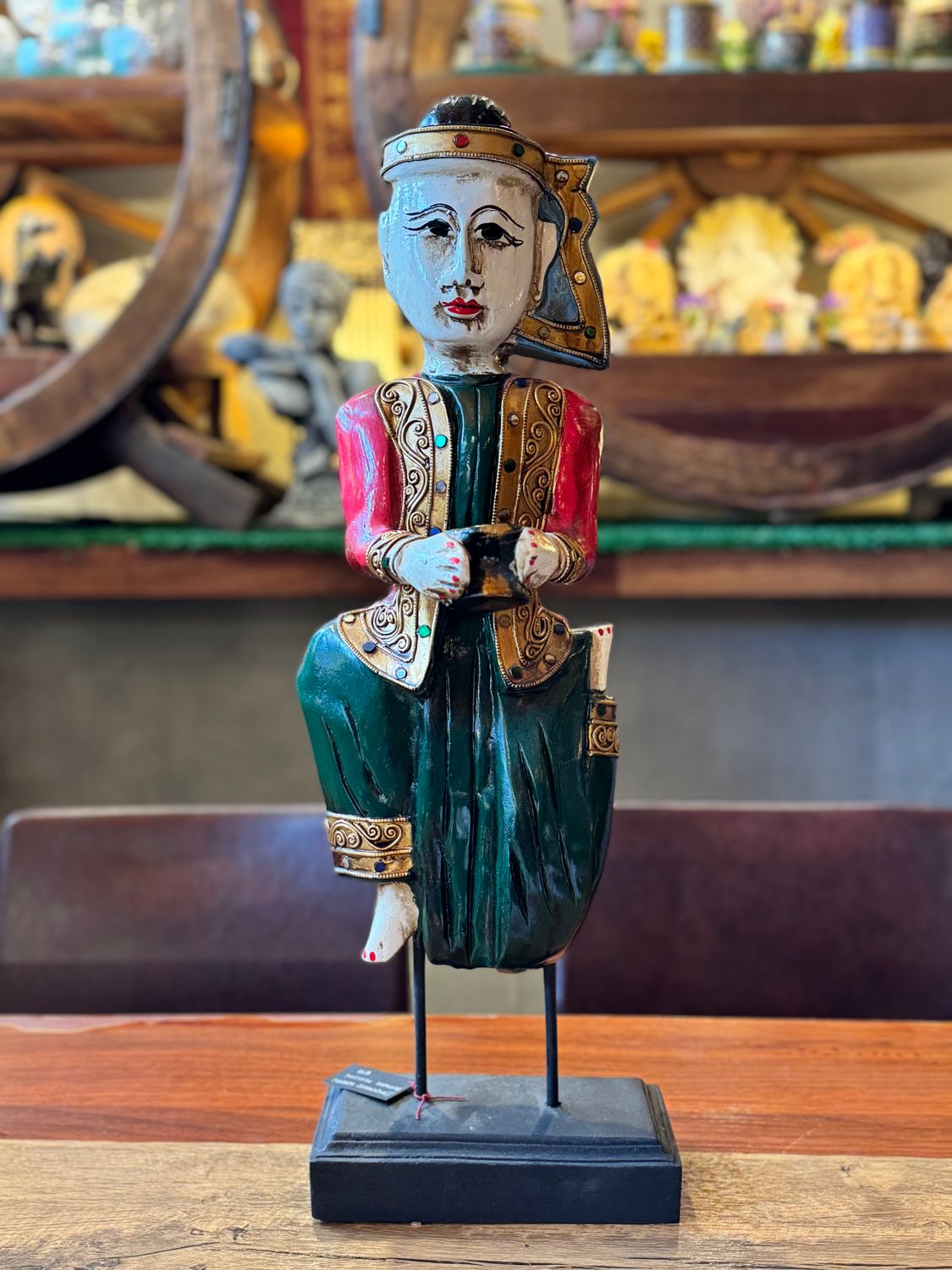 Hand Carved Wooden Burmese Musician