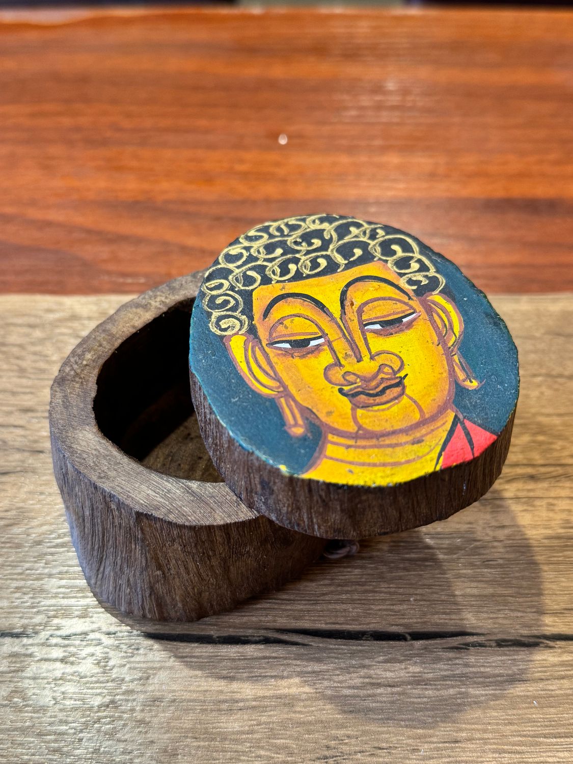Hand Painted Wooden Buddha Box