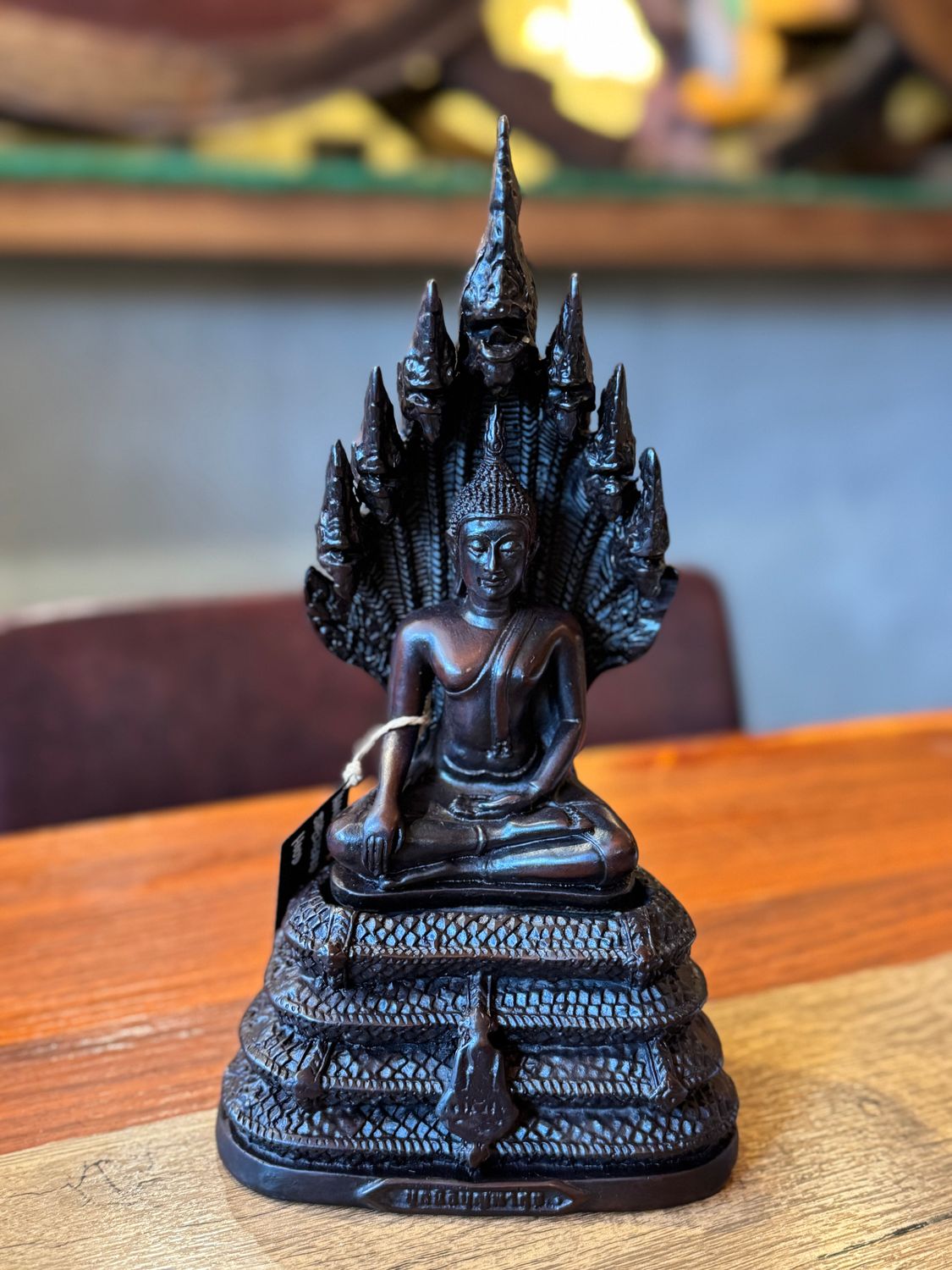 Handmade Resin Buddha Sheltered by Naga Hood