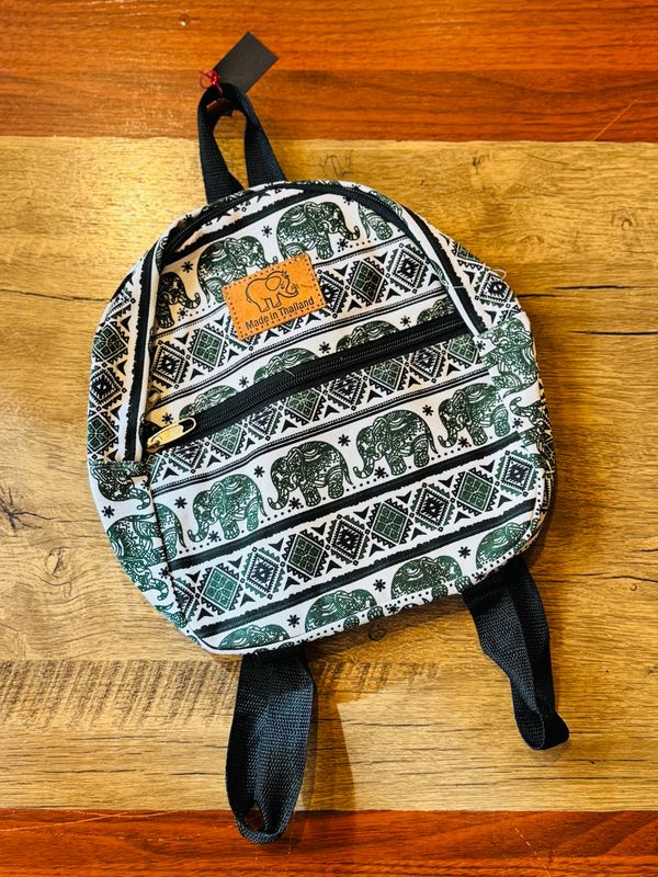 Thai Fabric Kids Backpack (Dark Green)