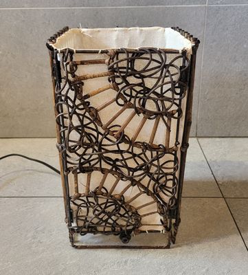 Handmade Ratan Lamp - White circle