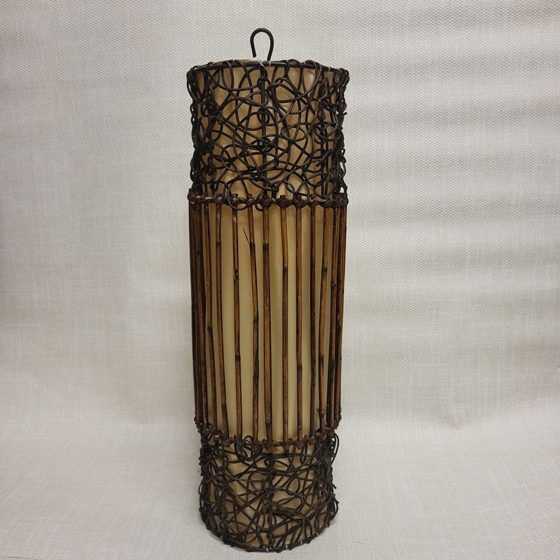 Handmade Rattan Lamp - Hanging white cylinder