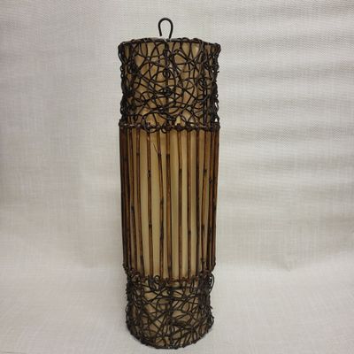 Handmade Ratan Lamp - Hanging white cylinder