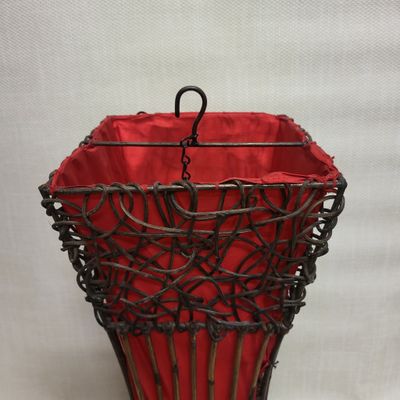 Handmade Rattan Lamp - Hanging red curved tower