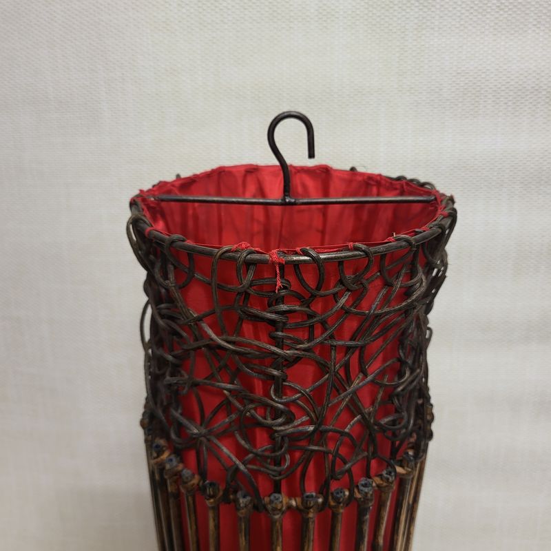 Handmade Rattan Lamp - Hanging red cylinder