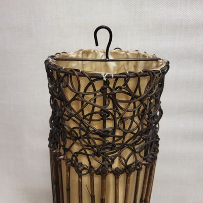Handmade Rattan Lamp - Hanging white cylinder