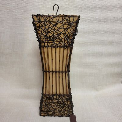 Handmade Ratan Lamp - Hanging white curved tower
