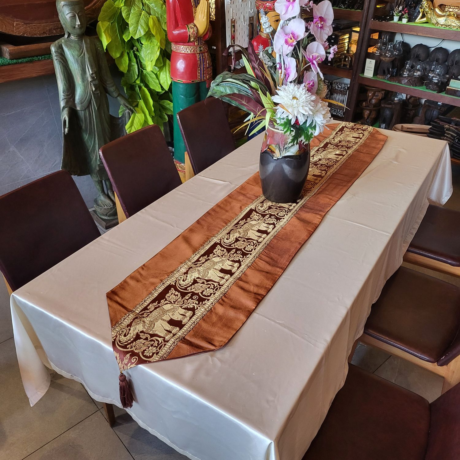 Thai Silk Table Runner - Brown