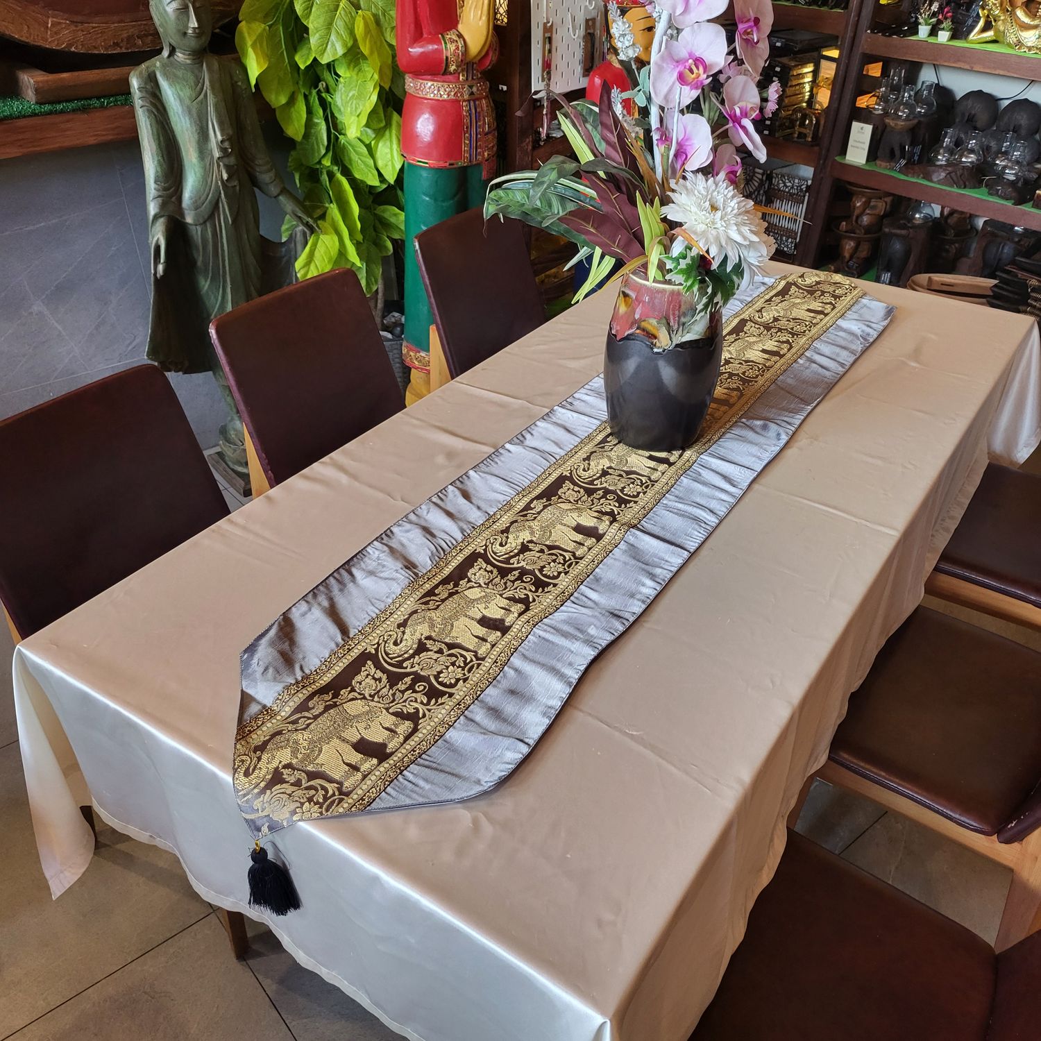 Thai Silk Table Runner - Grey