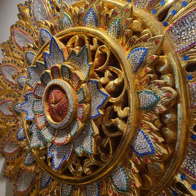 Golden Lotus Wall Art – 90 cm