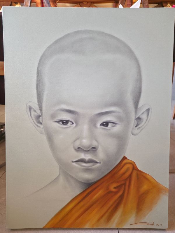 Acrylic on Canvas Painting - young monk