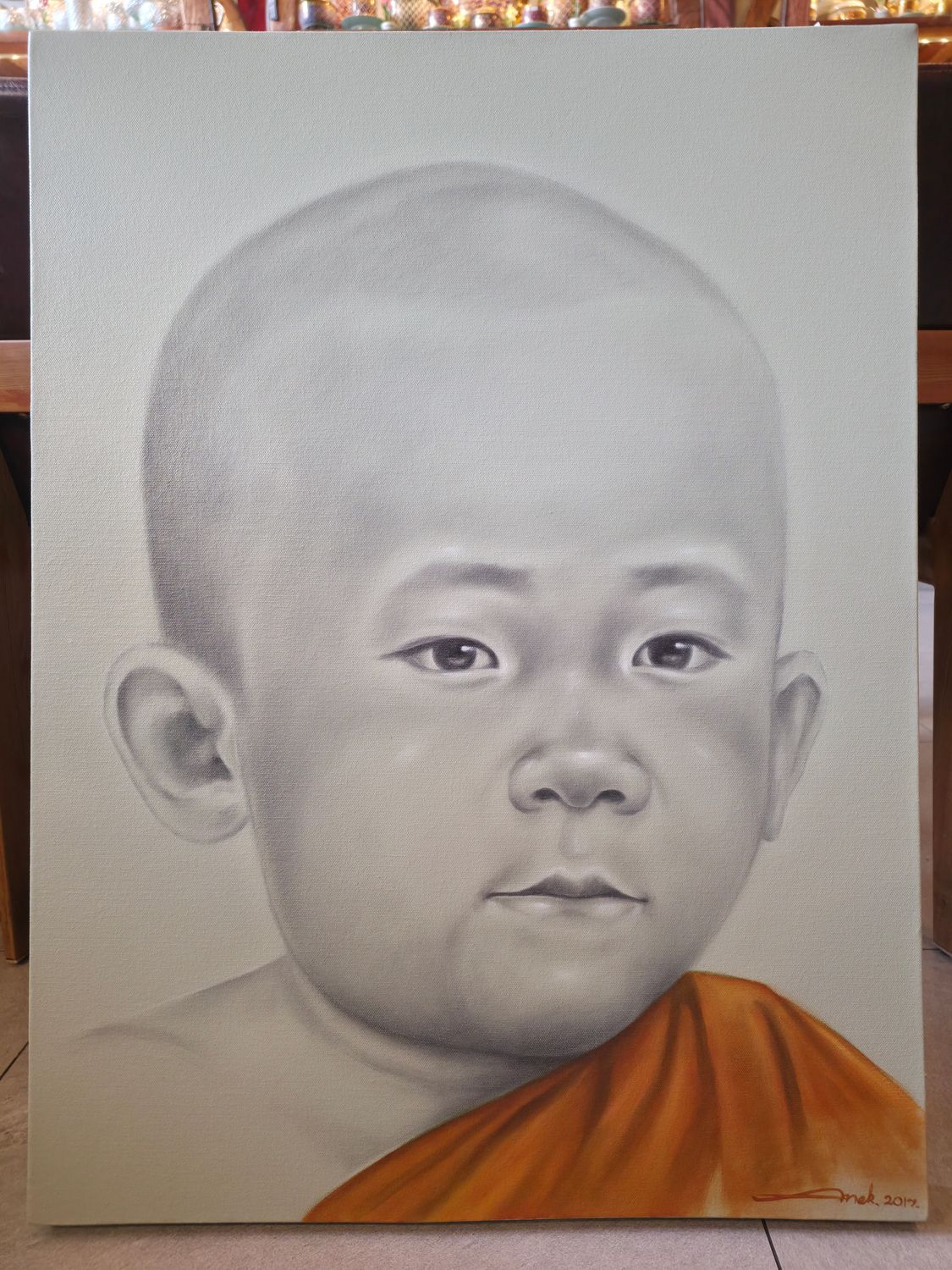 Acrylic on Canvas Painting - young monk
