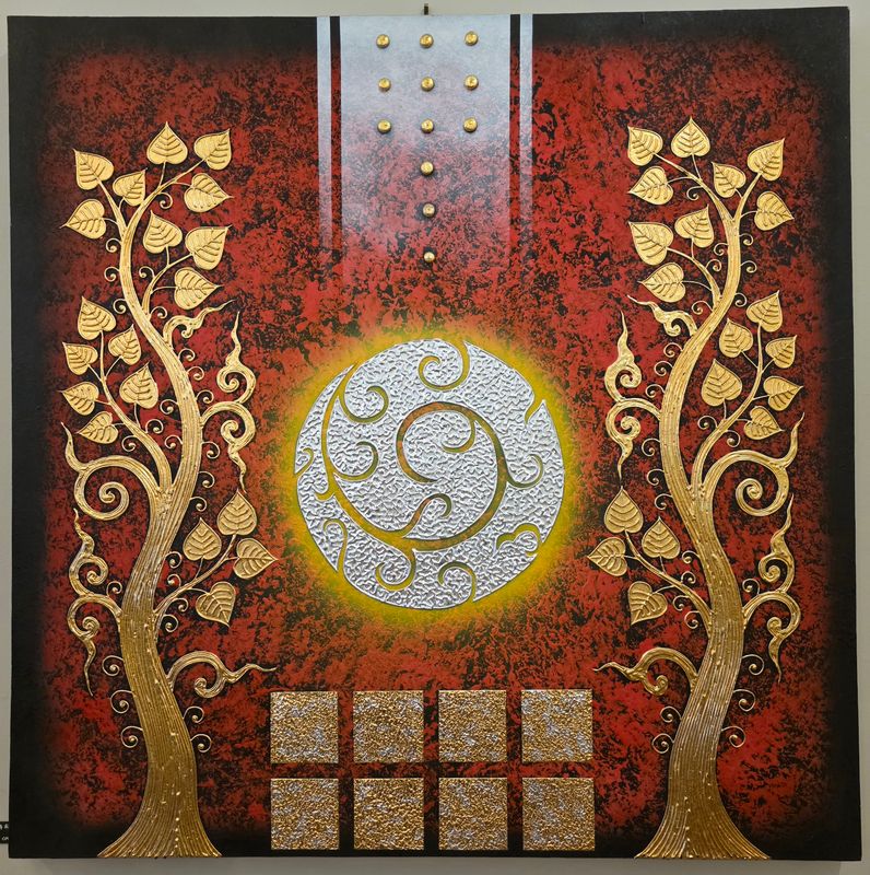“Golden Harmony” Acrylic Painting on Canvas