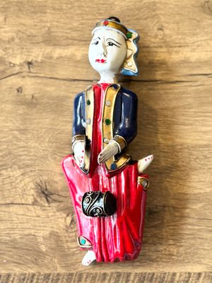 Hand Carved Wooden Burmese Musician (Drum)