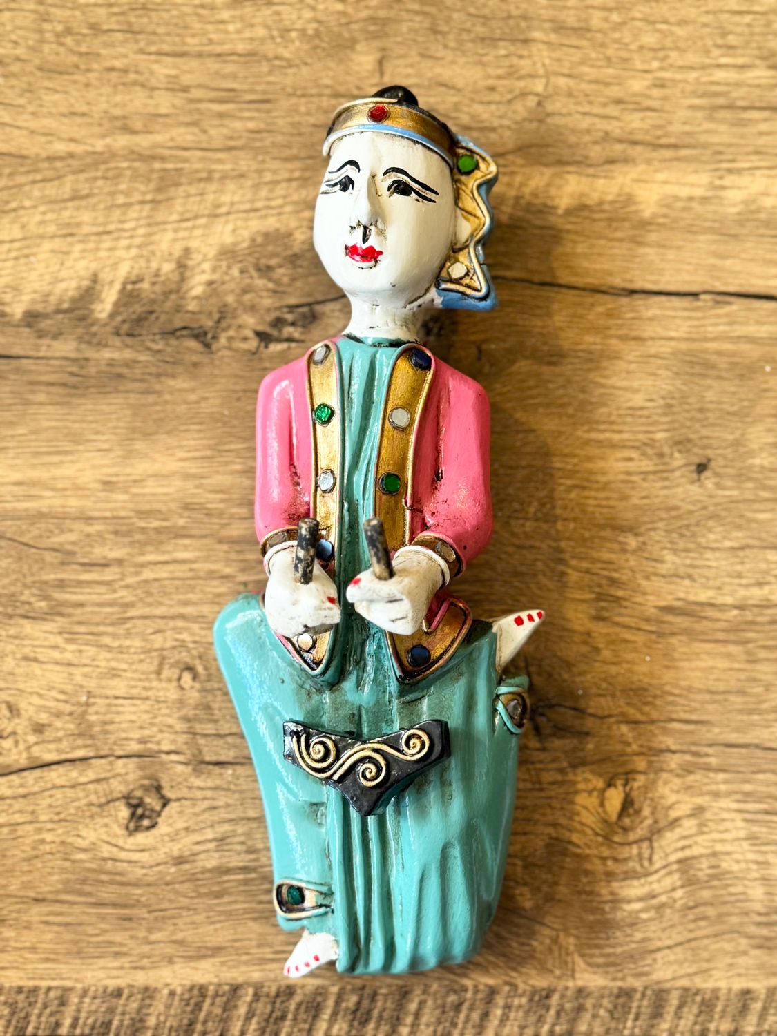 Hand Carved Wooden Burmese Musician (Xylophone)